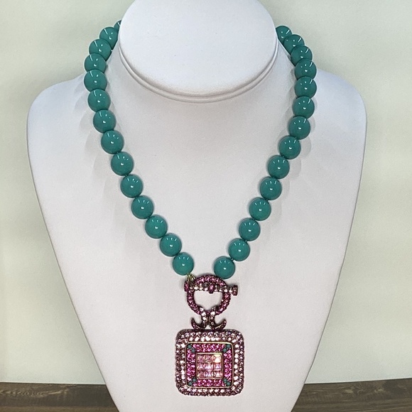 Heidi Daus Necklace- Tantalizing Trio Beaded Crystal Drop Toggle - Picture 1 of 4